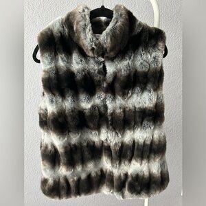 Jennifer Lopez Faux Fur Vest in Brown and Gray
